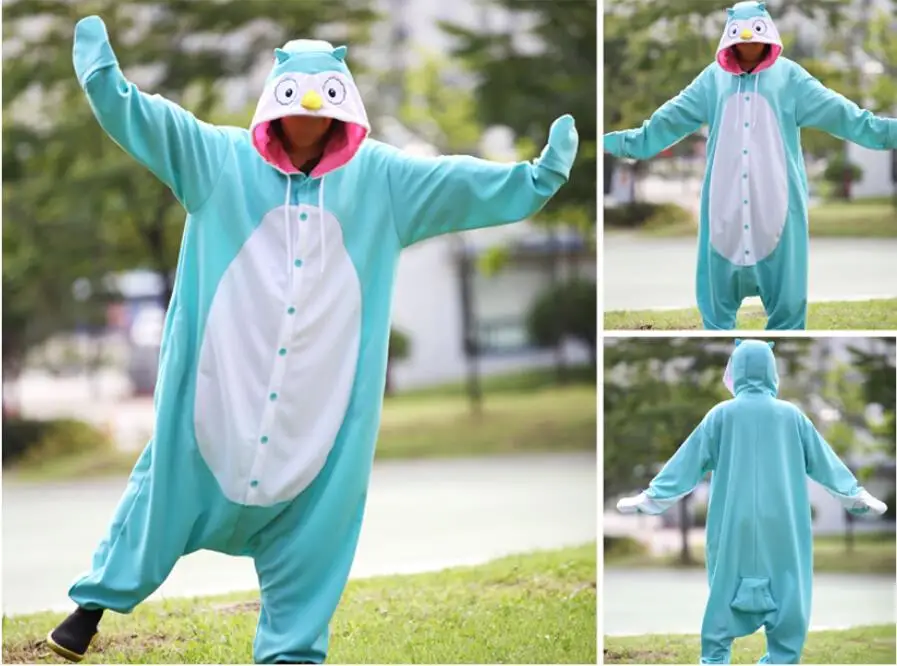 Костюм животного Косплэй для взрослых Пижама JP розовый голубой желтый тыквы Сова