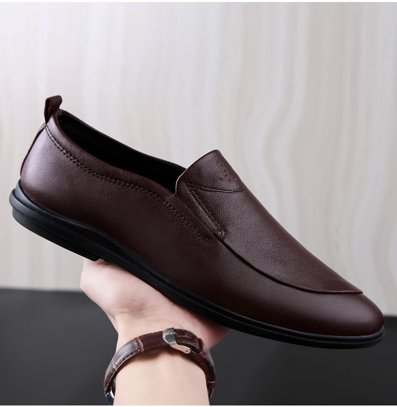 Genuine Leather Men Casual Shoes Luxury Brand Italian real leather Mens Loafers Breathable Driving Shoes Slip On Comfy Moccasins