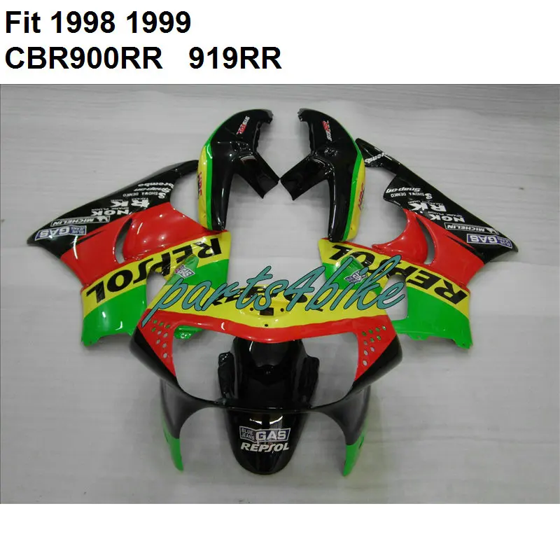 Лидер продаж красный яркий комплект для Honda CBR900RR 1998 1999 CBR 919RR 900RR 98 99 детали