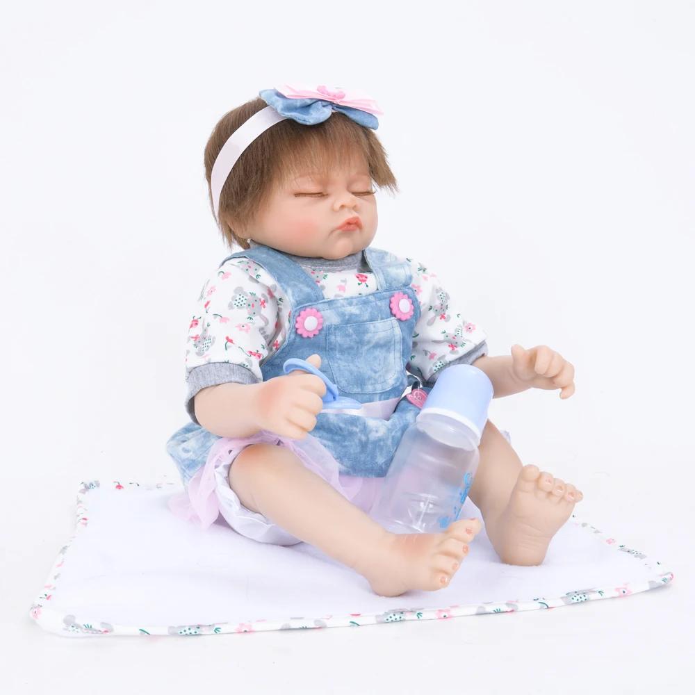 55 см настоящая ткань тело девочка Reborn Baby 22 дюйма силиконовые куклы реалистичные