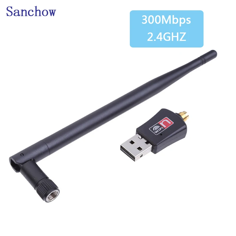 Sanchow Беспроводной Wi-Fi usb-адаптер приемник с 5dBi антенны 300 Мбит/с для настольных