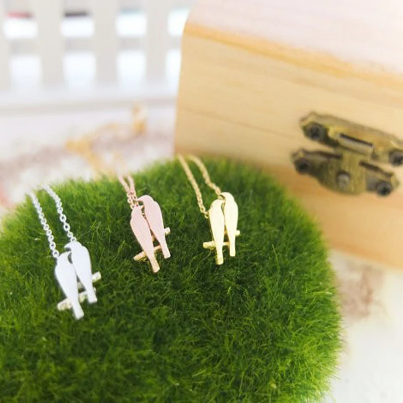 

30PCS/lot Fashion gold plating necklace Love birds necklaces for women and color