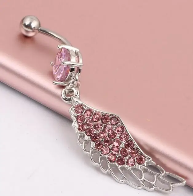 Модный Красный Кристалл крылья кольцо для живота ювелирные изделия пирсинга