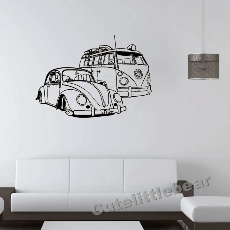 Дом Кемпер и VW beetle автомобиль домашняя Наклейка Съемные Фрески украшение