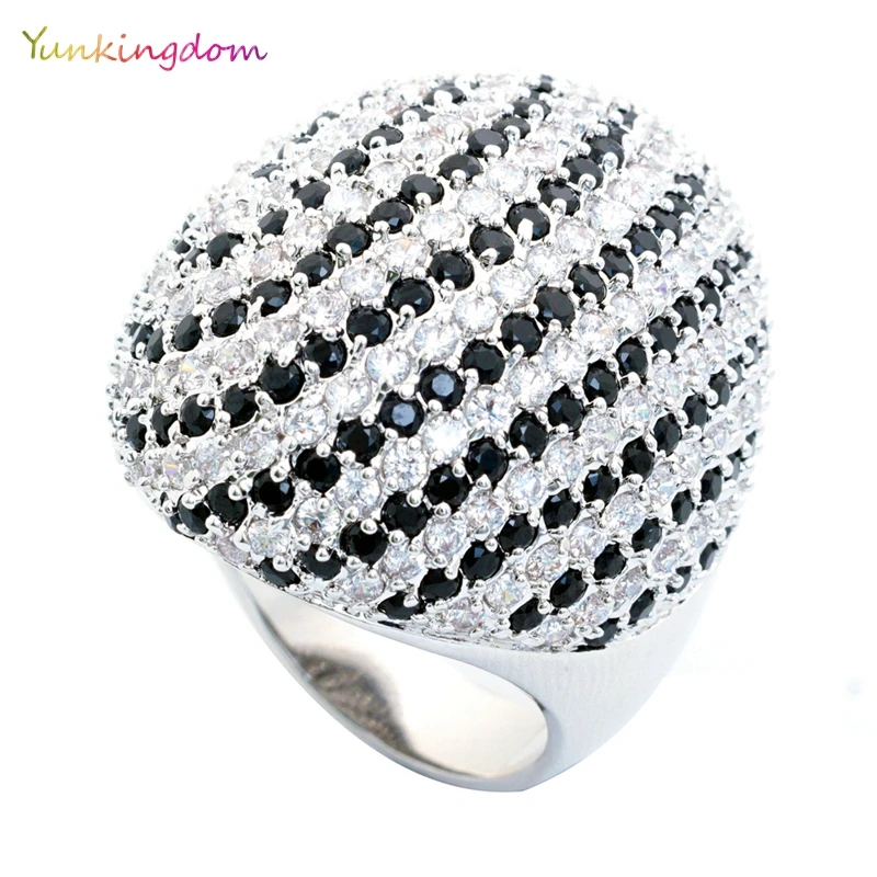 Yunkingdom anillos mujer, уникальные модные обручальные кольца для женщин, черное большое кольцо с кубическим цирконием, хорошее ювелирное изделие