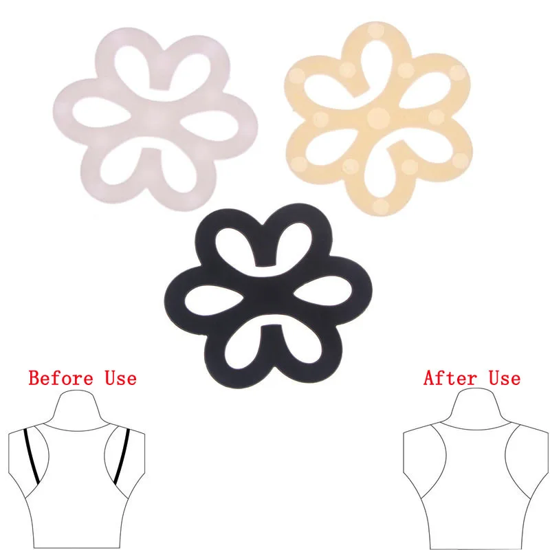 

3Pcs Practical Women Push Up Cleavage Control Clips Flower Pattern Invisible Bra Strap Belt Clip Non-slip Buckle Bra Accessories