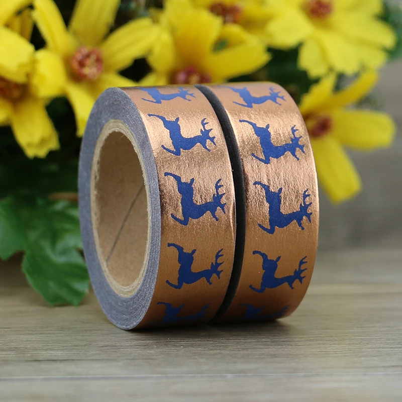 15 мм* 10 м Рождественский олень фольги Васи клейкие ленты DIY Скрапбукинг наклейка этикетка маскирующая лента школьные офисные принадлежности