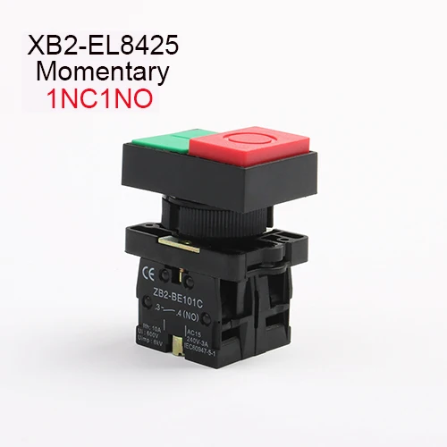 XB2-EL31 XB2-EL42 XB2-EL51 XB2-EL8325 XB2-EL8425 1NC/1NO/1NO1NC одиночный/двойной кнопочный переключатель мгновенного self-сброс - Цвет: XB2-EL8425