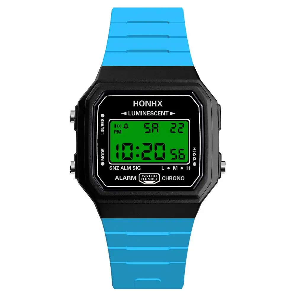 Sky Blue Honhx Mens часы светодиодный цифровой экран наручные Дата спортивные часы для мужчин женщин унисекс для мальчиков и девочек подарок для детей часы Relogio Masculino Q - Цвет: Sky Blue