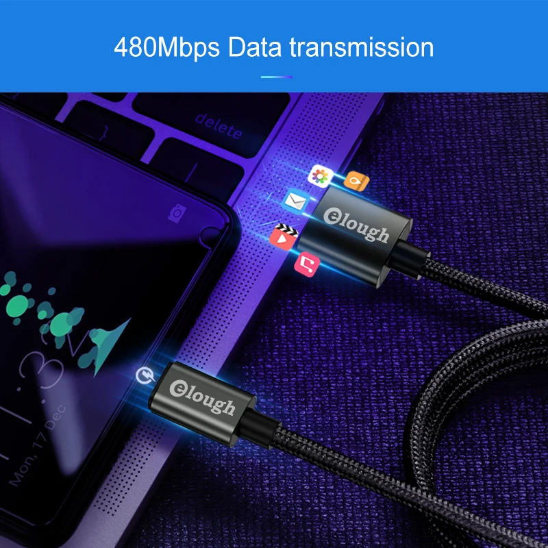 Elough USB кабель для micro usb мобильного телефона Быстрая зарядка samsung a5 2017 xiaomi redmi