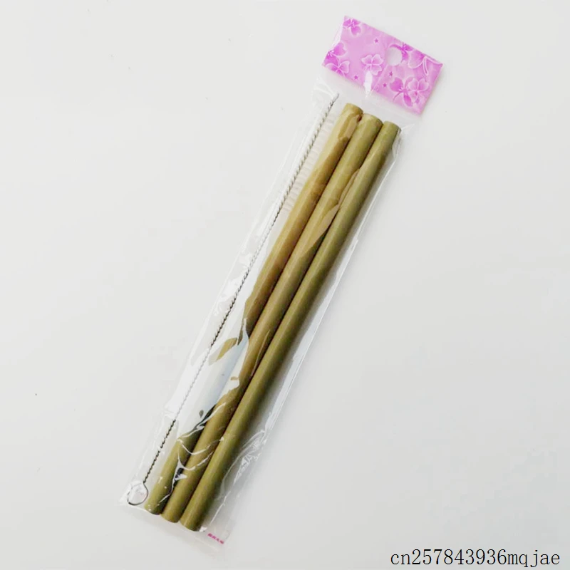 100 наборов бамбуковая Питьевая соломинка с чистыми щетками многоразовые