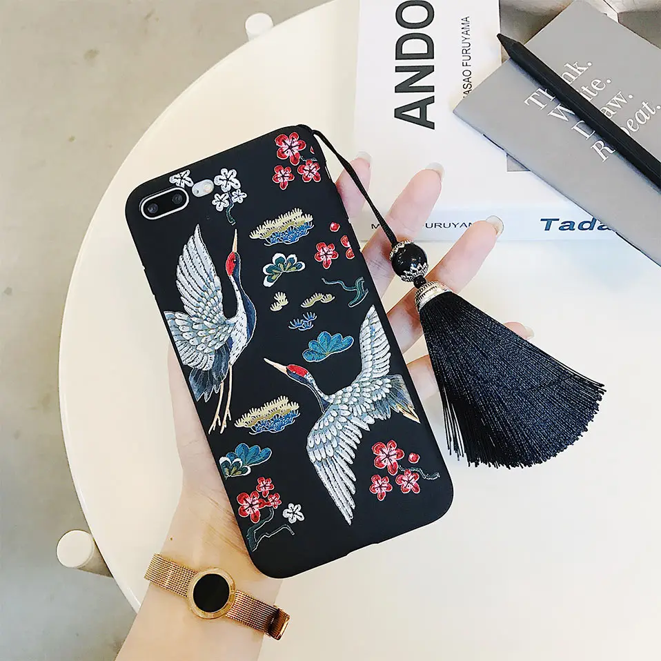Чехол для iPhone X 7 8 6 принципиально китайский стиль Ретро красный кран назад