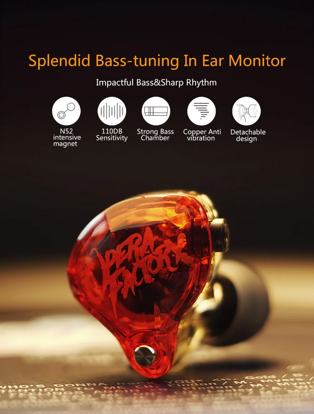 OperaFactory OM1 наушники в ухо Fever HIFI IEM съемный 2 контактный кабель сабвуфер бас