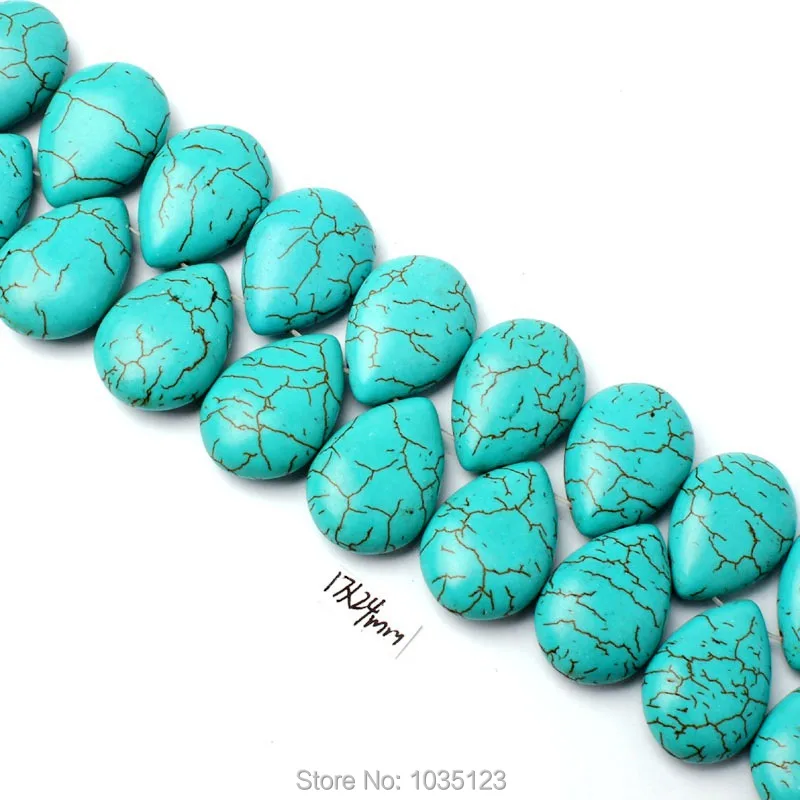 

High Quality 17x24mm Pretty Blue Turquoises Drop Shape Loose Gems Beads 20Pcs DIY Creative Jewellery Making w3141