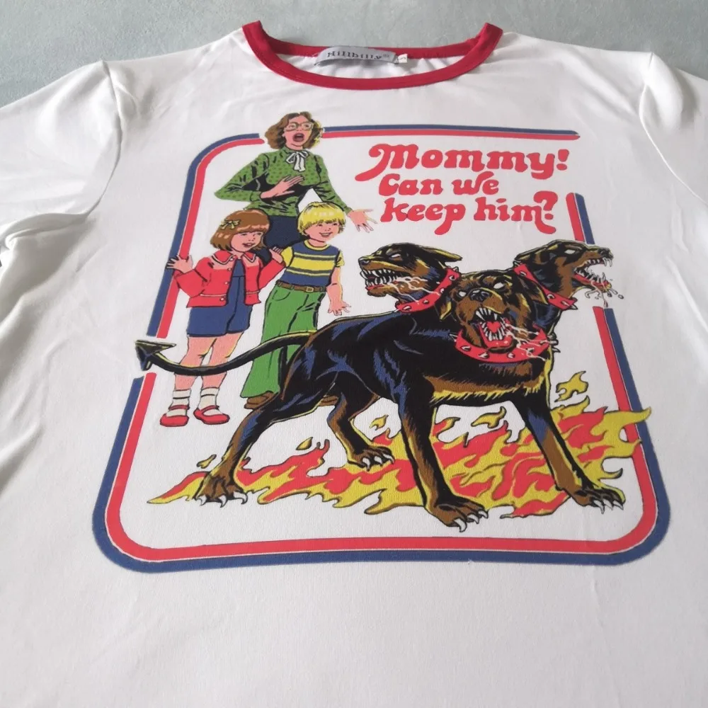 

New Arrival Women Funny Style T shirt Mommy We Can Keep Him Dogs Printed Vintege Tops Harajuku Street Wear Short Sleeved Tshirts
