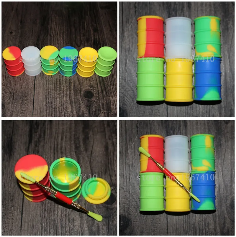 free shipping colorful jars dab wax oil rubber drum shape container large food grade silicon dry herb weed box tool | Дом и сад