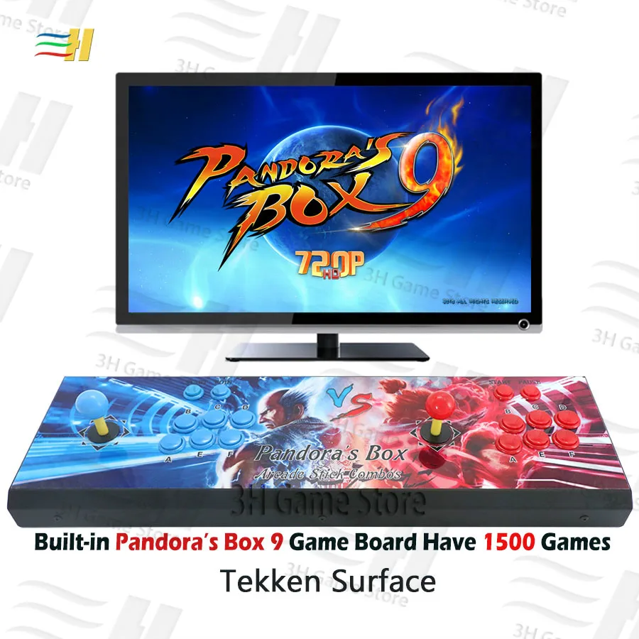 Pandora Box 9 1500 В 1 аркадная игровая консоль 2 игрока джойстик кнопки консоль HDMI VGA usb джойстик для ПК ps3 ТВ 5S 6s pacman