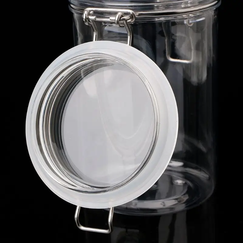 

1500ML Plastic Round Clip Top Storage Jar With Airtight Seal Lid Food Container Tableware Preserving Kitchen Flour Pasta Spice O