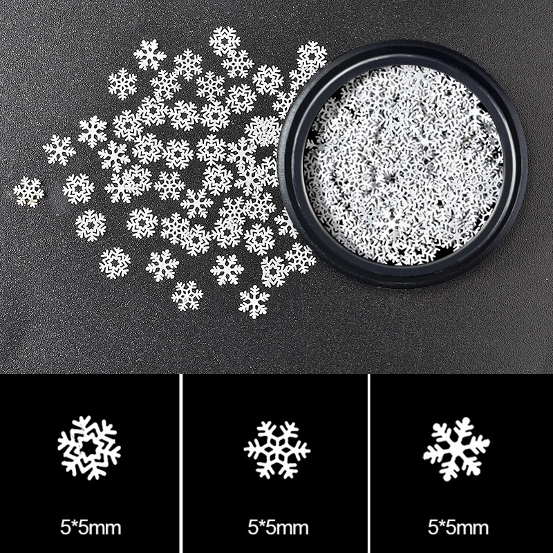 Наклейки для дизайна ногтей в виде белых снежинок декоративный Гель-лак 5*5 мм |
