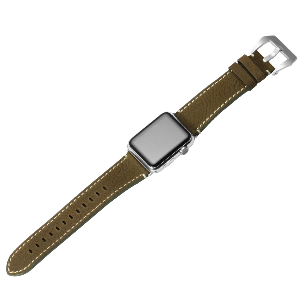 CHIMAERA Apple Watch ремешок ручной работы черный армейский зеленый винтажный из