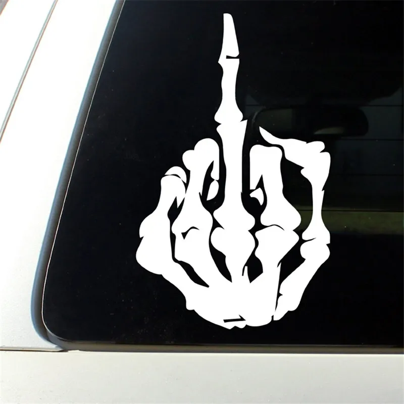 

SKULLSkeleton Bone Middle Finger FlippingOff pvc vinyl sticker window sticker die cut vinyl decal sticker for laptop , truck,
