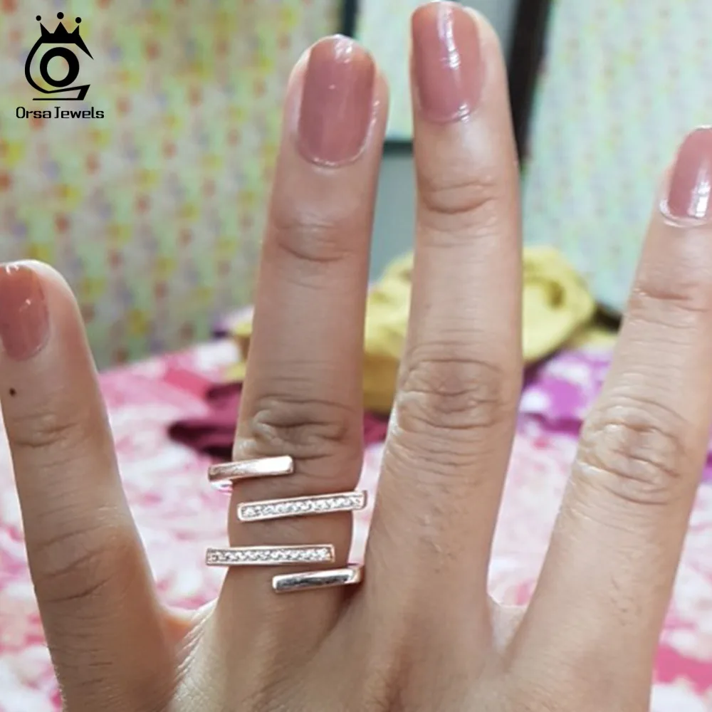 ORSA JEWELS розовое золото и серебро уникальный геометрический дизайн CZ Кольцо проложили 22 штуки австрийский Циркон Модные ювелирные изделия OR127