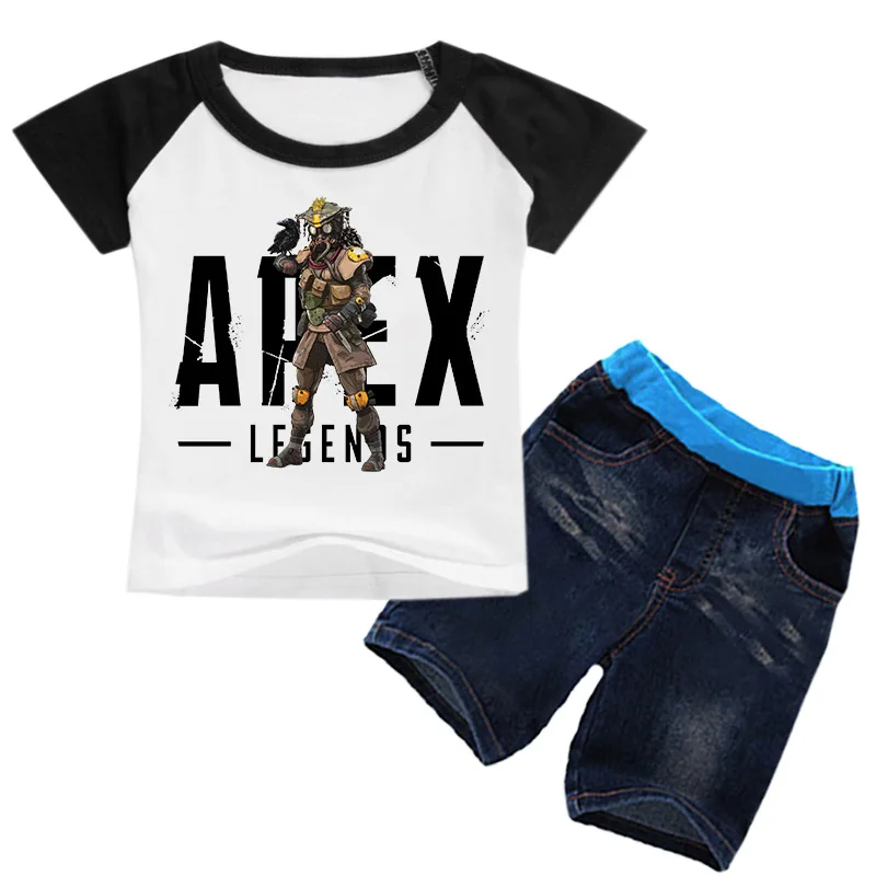 

Z&Y 2-16Y 2019 Summer Apex Legends Tshirt Shorts Toddler Boy Summer Clothes Girls Short Sets T-shirt Jeans Fashion 2pcs Suit