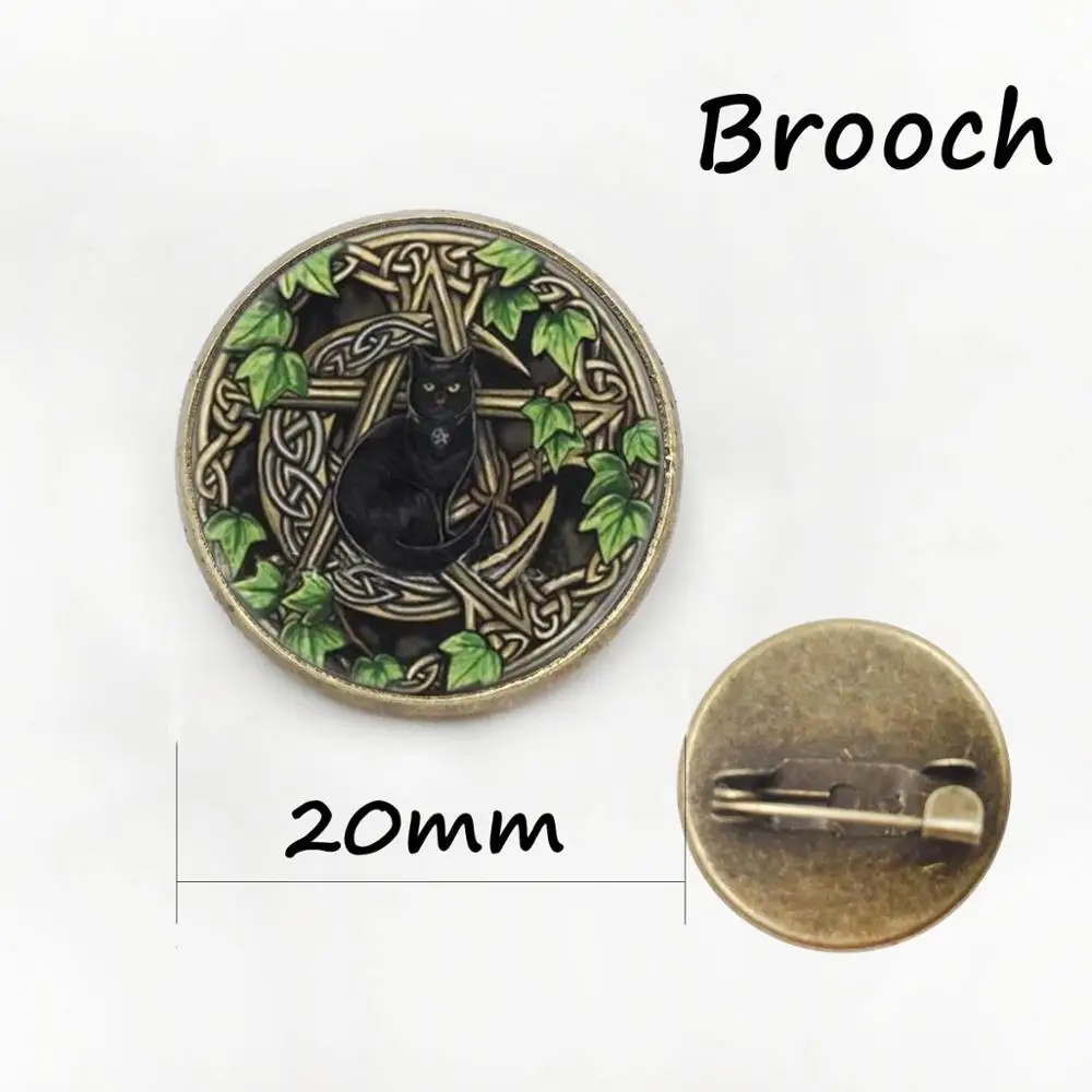 13brooch 20mm Новинка, Wicca подвеска в виде кошки, ожерелье в виде черного кота, стеклянный купол, фото, ювелирные изделия, подарки для женщин, круглые серебряные ожерелья - Окраска металла: 13brooch 20mm
