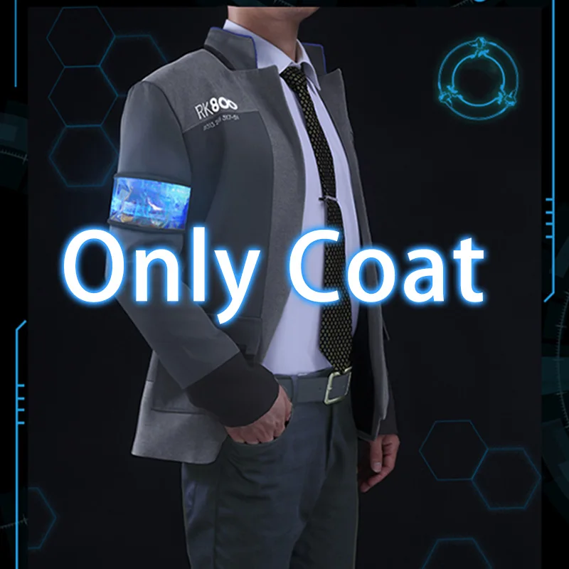 Connor Игра Детройт: стать человеком Косплей Коннор RK800 светодиодный агент обновления Костюм Униформа туго униот Косплей Костюм для Хэллоуина - Цвет: Connor