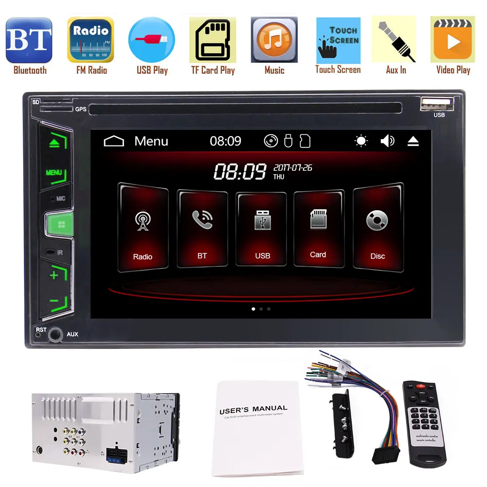 2 DIN автомобильное радио стерео с 3 UIs емкостный сенсорный экран Поддержка Bluetooth USB/T