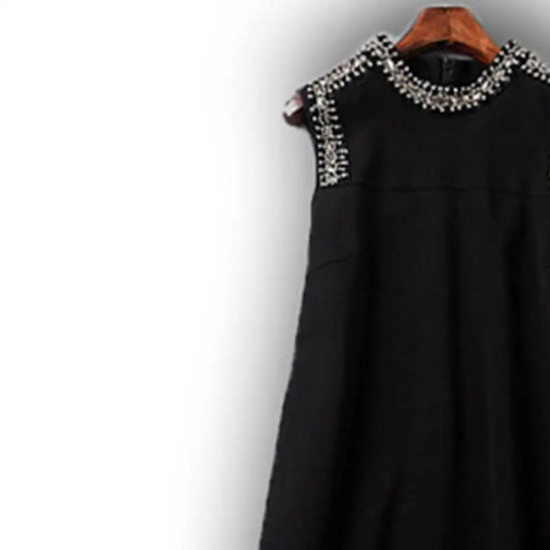 Женское тонкое платье на молнии без рукавов с бриллиантами | Женская одежда