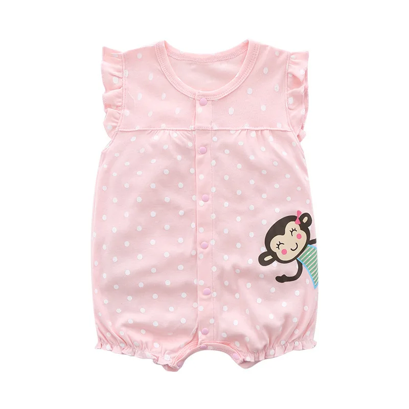 2541 pink monkey Одежда для новорожденных; Корейский Летний комбинезон без рукавов в горошек для маленьких девочек; комбинезон с рисунком - Цвет: 2541 pink monkey