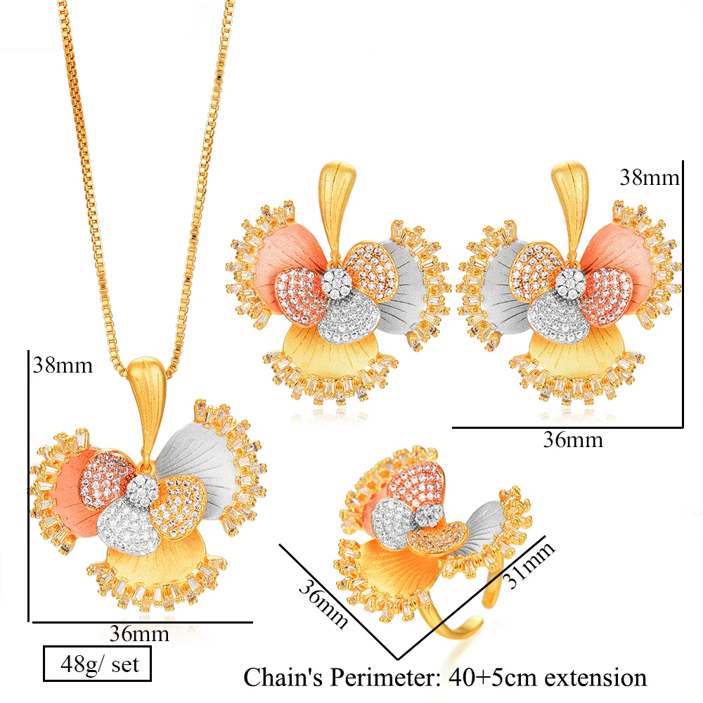 Комплект ювелирных изделий новый роскошный изысканный цветок круг микро