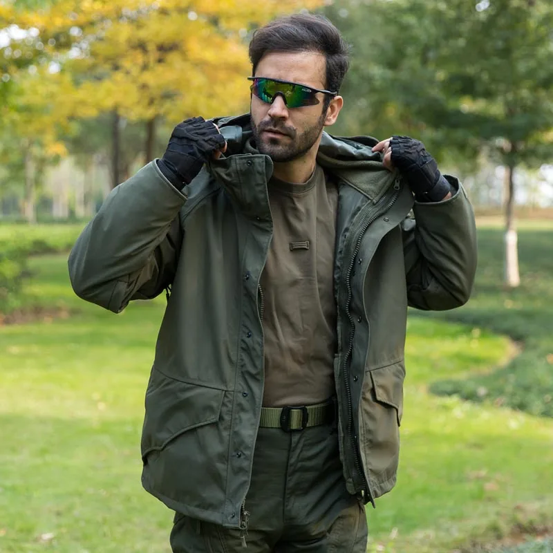 

G8 Man Army Camouflage Thick Coat + liner Parka Military Tactical Hooded 2in1 Jacket Windbreaker Outwear Tactical Jacket