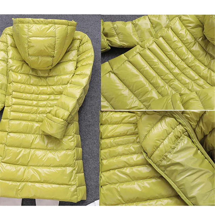 

New Winter Slim Women White Duck Down Jacket Big Size S-7XL Down Jacket Lady Midi Long Down Coat Hooded Coats Female Jackets 549