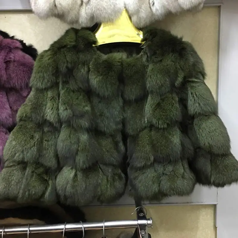 7 Green Зимняя парка из натурального Лисьего меха, женская тонкая куртка из настоящей лисы, Женская куртка из натуральной кожи, винтажная короткая женская шуба - Цвет: 7 Green