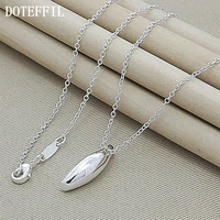 doteffil 925 sterling silver smooth long solid pendant necklace 18 inch chain for women wedding engagement party fashion jewelry