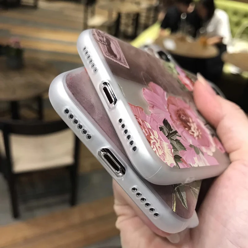 Силиконовый чехол VBNM для iPhone 7 8 Plus XS Max XR чехлы с цветочным принтом X 6 6S 5 SE мягкий из