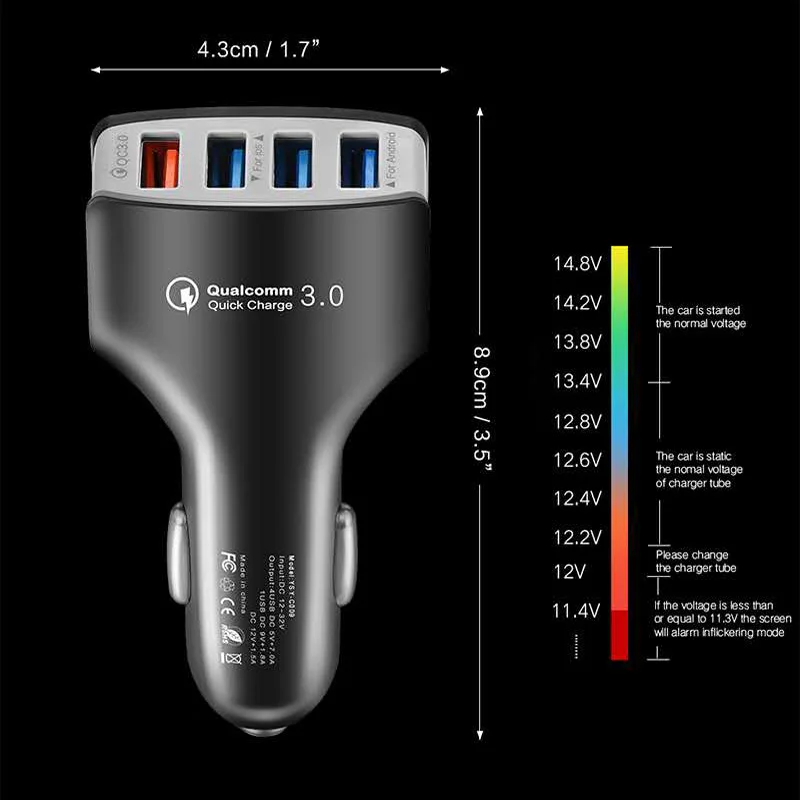 Fiuzd QC3. Автомобильное зарядное устройство 0 USB для Xiaomi mi 8 9 t pro быстрое телефона Huawei