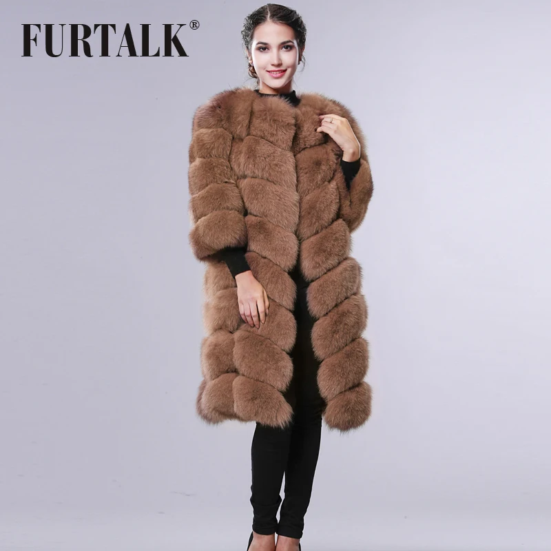 FURTALK 100% Настоящие женщины зима Подлинная Фокс Шуба С 3/4 Рукавом Жилет Одежда