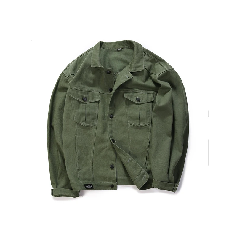 Plus Size 5XL 6XL 7XL Spring Men's Casual Tooling Denim Jacket Fashion 100% Cotton Wild Army Green Coat Brand Clothing | Мужская