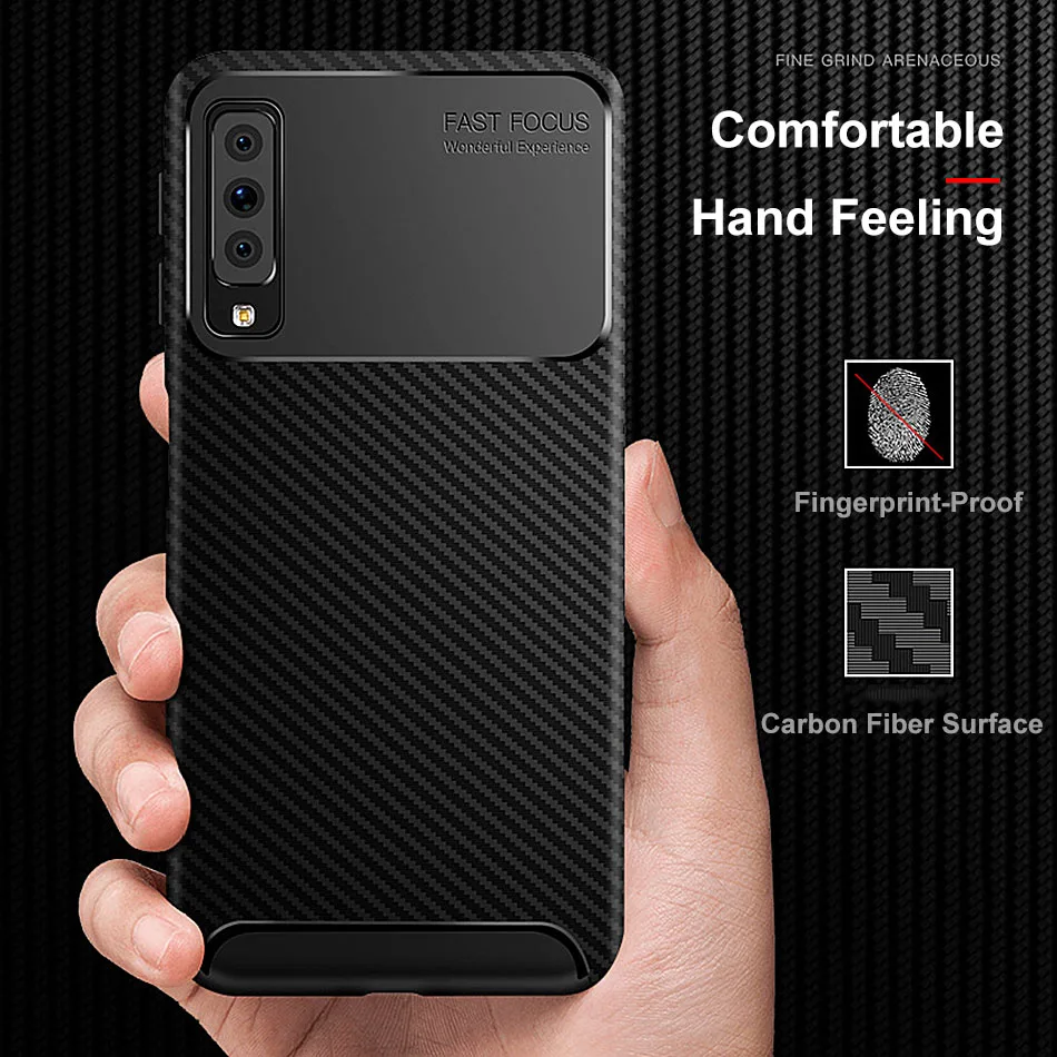 Силиконовый чехол для Samsung Galaxy A7 2018 A750 A10 A20 A30 A40 A50 A60 A70 M10 M20 M30 A6 + из углеродного