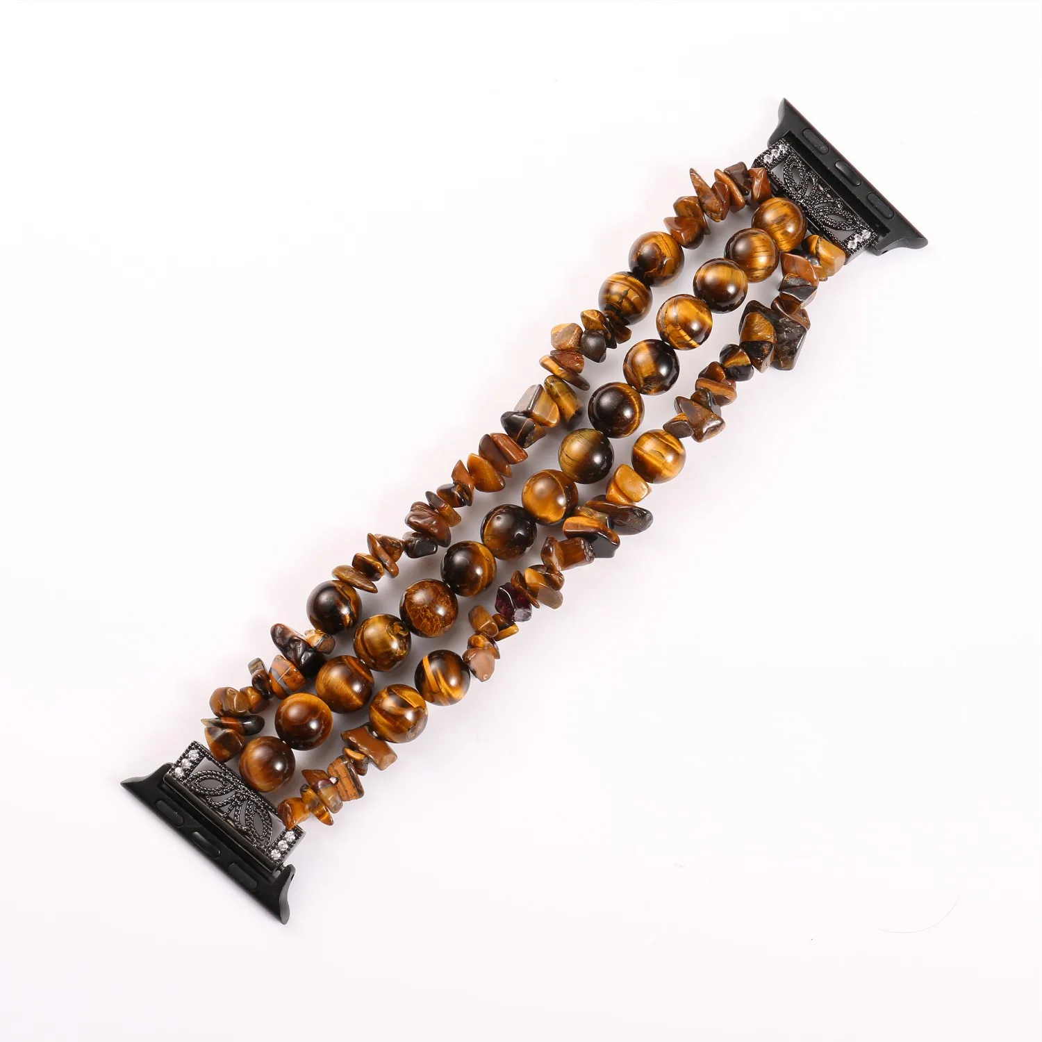 Tiger eye Женский браслет с кристаллами для Apple Watch, ремешок серии 1, 2, 3, 4, 5, агат, растягивающийся браслет с драгоценными камнями 38 мм, 40 мм, 42 мм, 44 мм, ремешок на запястье - Цвет: Tiger eye