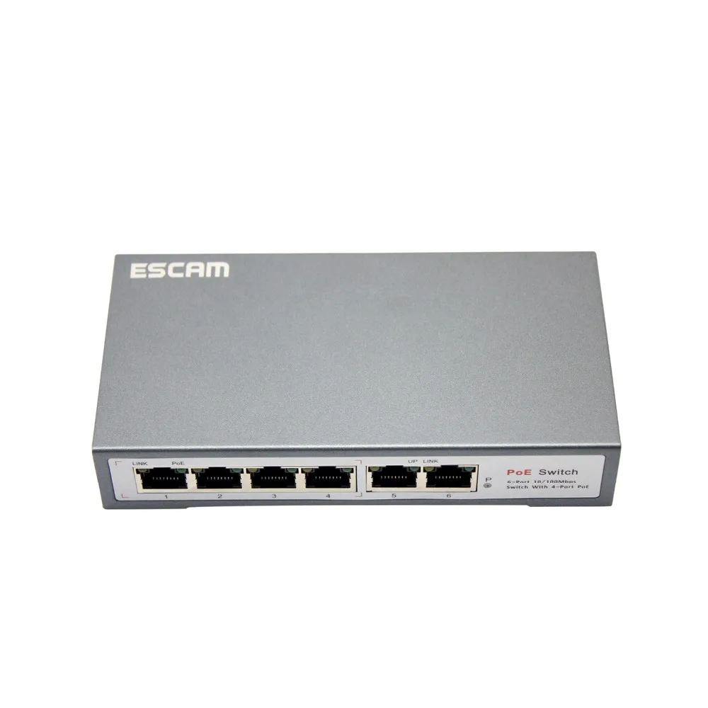 ESCAM 4CH POE коммутатор 10/100 м 150 расстояние 85 Вт DC и 2 порта Lan для сетевой IP камеры