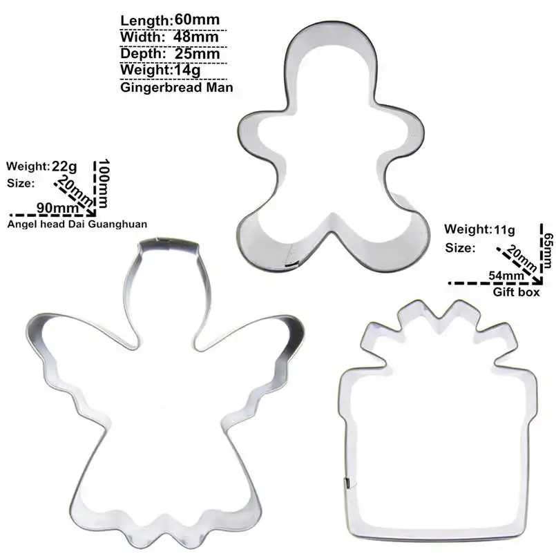 Имбирный человек ангел подарочная коробка в форме 3 частей формы для резки