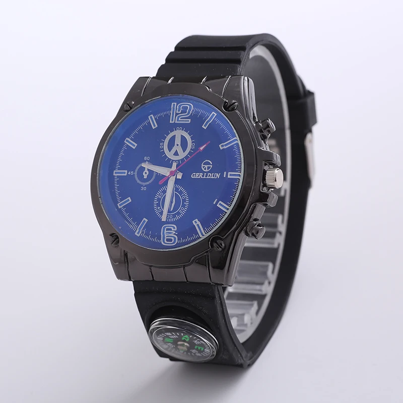 Мужские кварцевые часы с большим циферблатом армейские военные резиновые