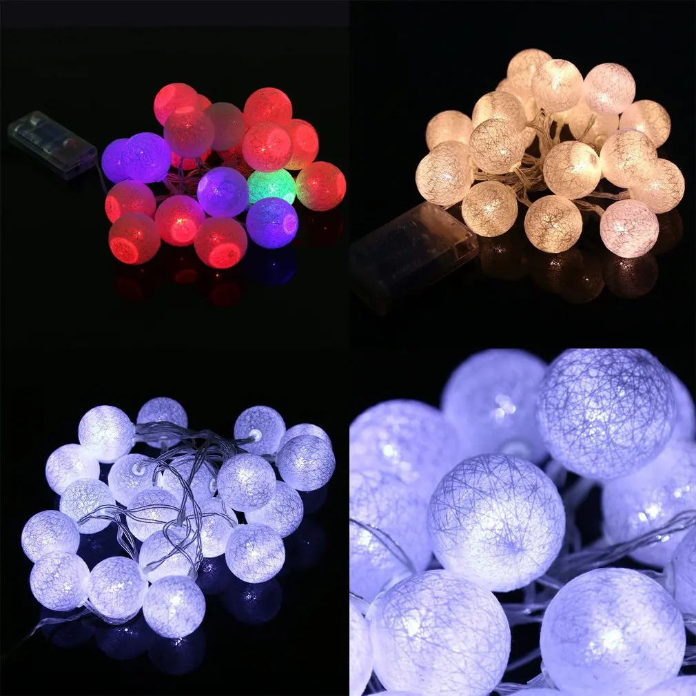 ICOCO 7 55 футов 2 3 м 20 LED ватный шар световая гирлянда на батарейках домашний декор