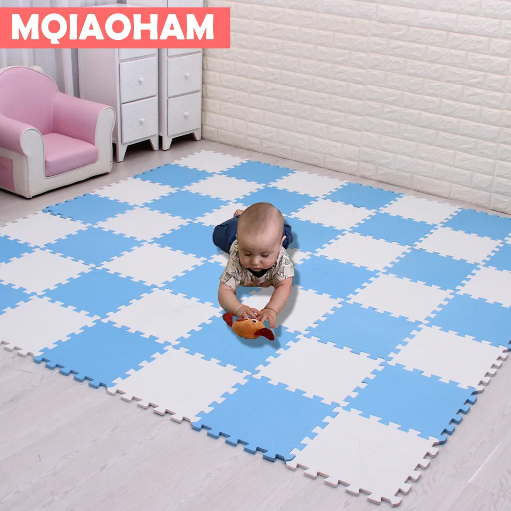 MQIAOHAM детский коврик-головоломка для детского сада напольный коврик для детских игр детские коврики формы комнаты 18/30 штук 29x29cmx0. 8 см - Цвет: white blue
