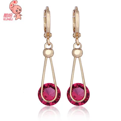 

Kuniu Round Shape Drop Earrings for Women Zircon Alloy Material Exquisite Lovely Style Friend Lover Gifts Fashion Jewelry
