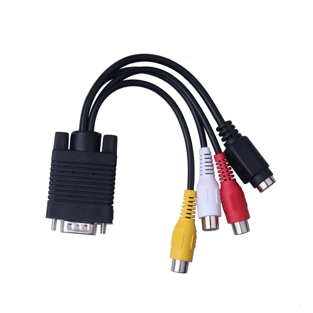 VGA SVGA К S видео 3 RCA конвертер AV ТВ выход кабель адаптер RCA Женский конвертер видео кабель для ноутбука ПК HDTV монитор тв